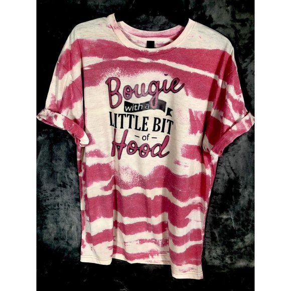 Bougie With A Little Bit Of Hood Women’s T-Shirt Tie Dye Bleached Extra Large - Picture 2 of 11